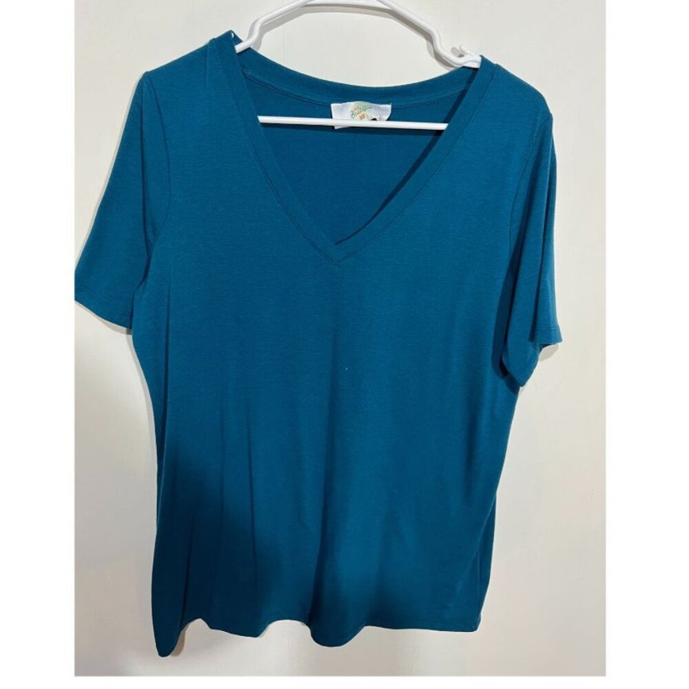 31:25 Boutique Cotton Jersey Tee Ocean Blue V Short Sleeve - XLarge
